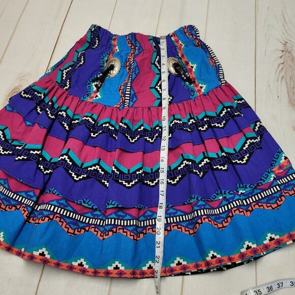 Vintage Wagon Wheels circle skirt southwestern aztec cowgirl - Picture 2 of 8